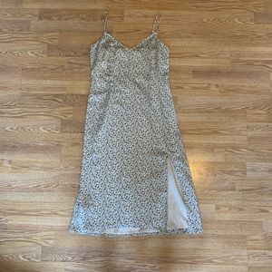 Cheetah print midi slip dress with slit